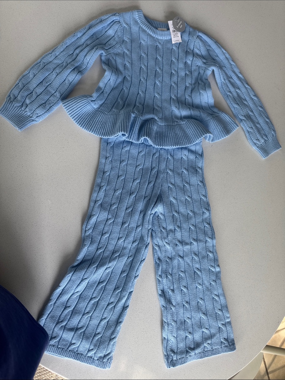 GAP Light Blue Cable-Knit Set with Peplum Top